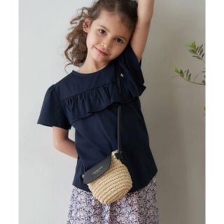 ロペピクニック(Rope' Picnic)の【ネイビー（40）】【KIDS】リンクコーデ/フリルディティールシルケットカットソートップス(Tシャツ/カットソー)