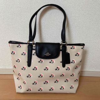 セール品 COACH ショルダーバッグ トートバッグ バラ 花 ピンク 白