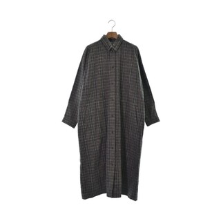 イッセイミヤケ(ISSEY MIYAKE)のISSEY MIYAKE シャツワンピース 9(M位) 茶x緑系等(チェック) 【古着】【中古】(その他)