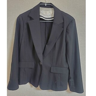 黒　スーツ　Lサイズ　11号　ストレッチ　テーラードジャケット　スカート　春夏物(テーラードジャケット)