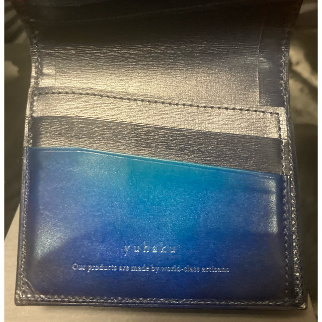 クロコダイルコンビ 薄型二つ折り 財布 ブルー ◇ YUHAKU ユハク 【お