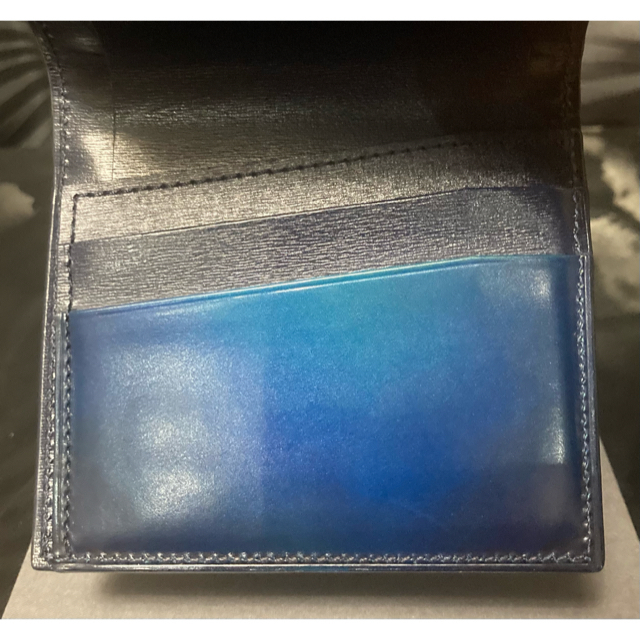 クロコダイルコンビ 薄型二つ折り 財布 ブルー ◇ YUHAKU ユハク 【お