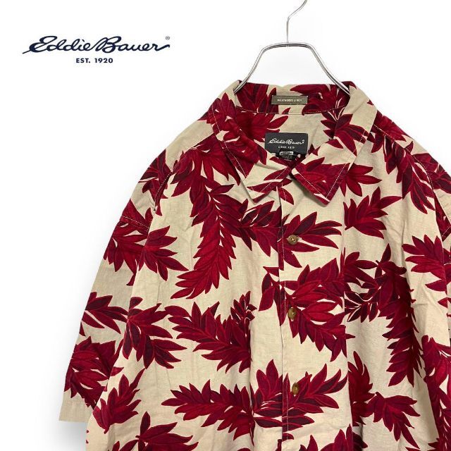Eddie Bauer - エディーバウアー アメリカ古着 花柄 柄シャツアロハ