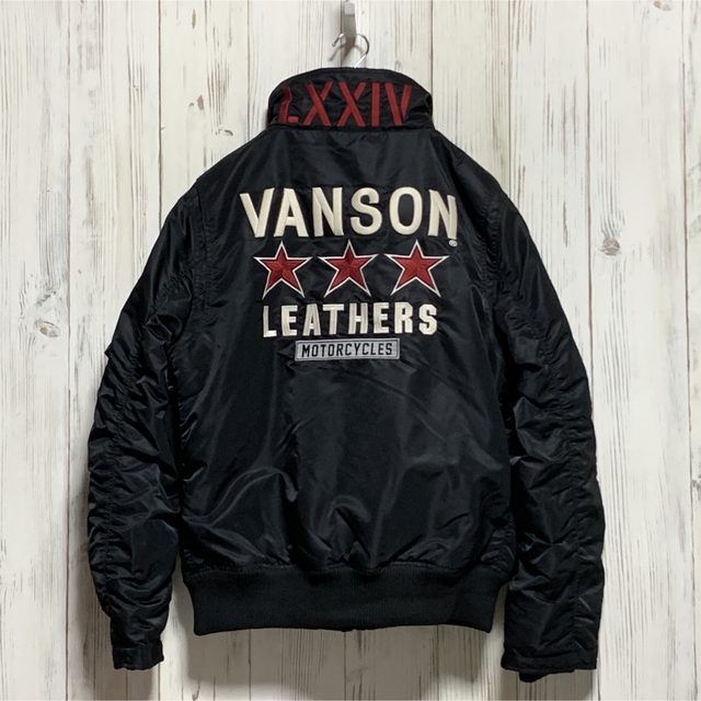 【背面ビッグ刺繍ロゴ】VANSONフライングエンブレムMA-1 奇抜レッド