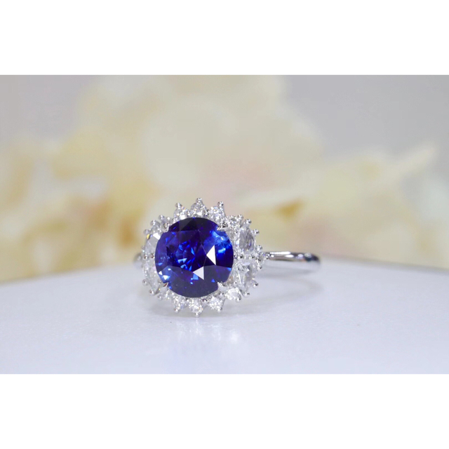 ピアス天然 ロイヤルブルーサファイア ダイヤ リング0.90ct k18 f