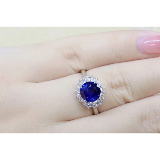 天然 ロイヤルブルーサファイア ダイヤ リング0.42ct k18 fギフト