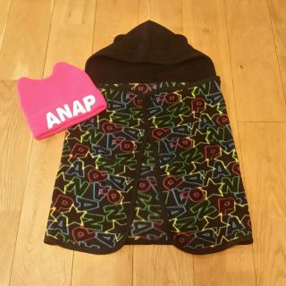 アナップキッズ(ANAP Kids)の未使用　アナップキッズ　ニット帽&ポンチョ(帽子)