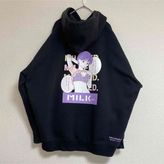 美品★ミルクフェド MILKFED ロゴ入りパーカー ブルー レディース F