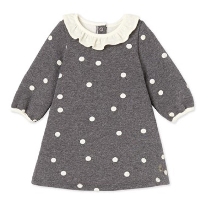 PETIT BATEAU(プチバトー)の専用ページ☆24M プチバトー 裏起毛スウェットドットプリント長袖ワンピース キッズ/ベビー/マタニティのベビー服(~85cm)(ワンピース)の商品写真