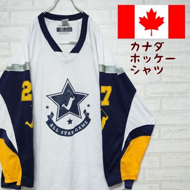 《カナダホッケー》ゲームシャツ ホッケーシャツ 9分袖カットソー 3XL