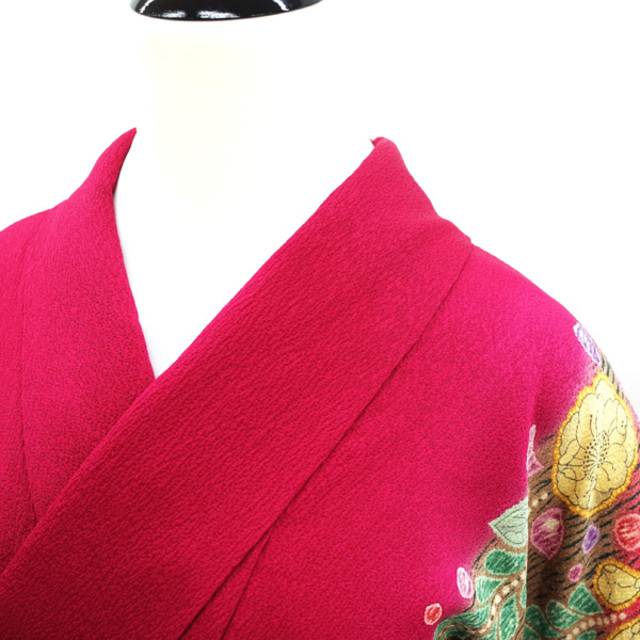すごい値!振袖 着物 袷 作家物 金彩加工 ピンク 辻が花 蝶 個性 すごい値!振袖 着物 袷 作家物 金彩加工 ピンク 辻が花 蝶 個性