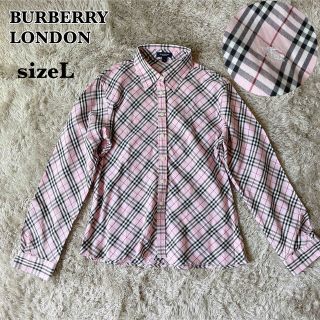 バーバリー(BURBERRY)の美品✨　バーバリー　ロンドン　ピンク　ノバチェック　シャツ　L burberry(シャツ/ブラウス(長袖/七分))