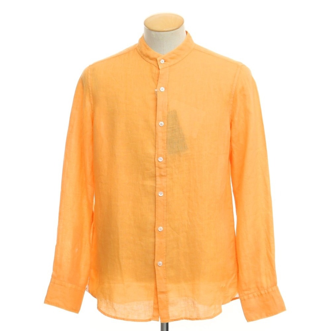 バグッタ Bagutta リネン バンドカラー カジュアルシャツ オレンジ【サイズ37】【メンズ】