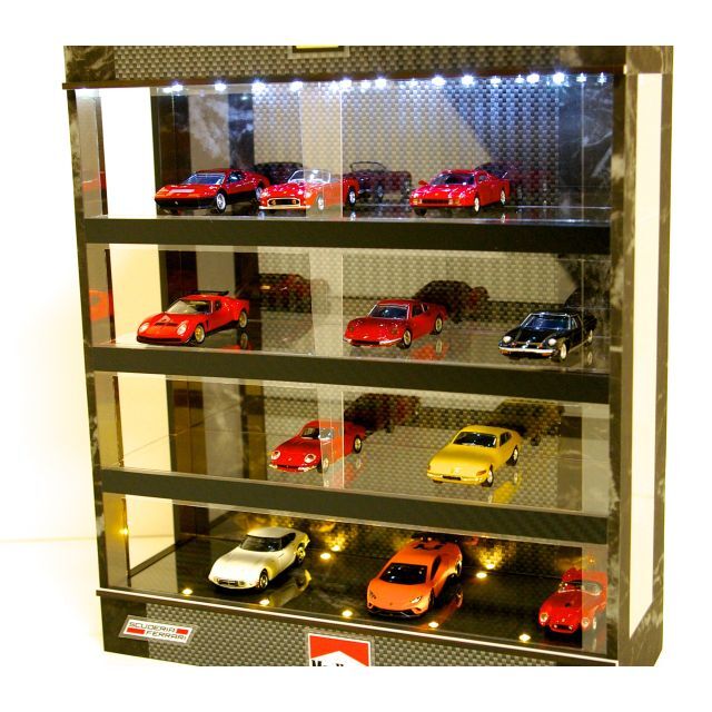 1/64展示28台可・C&M・4層式ディスプレーBOX / LED20灯ジオラマ 【送料