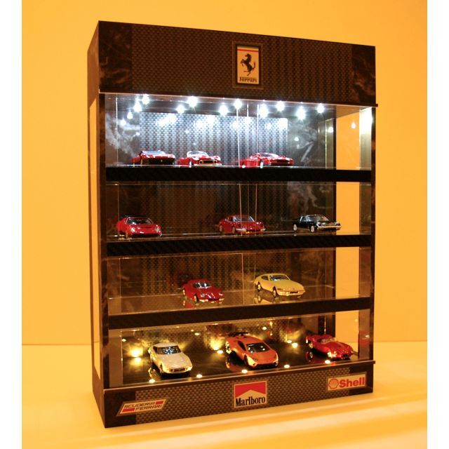 1/64展示28台可・C&M・4層式ディスプレーBOX / LED20灯ジオラマ 【送料