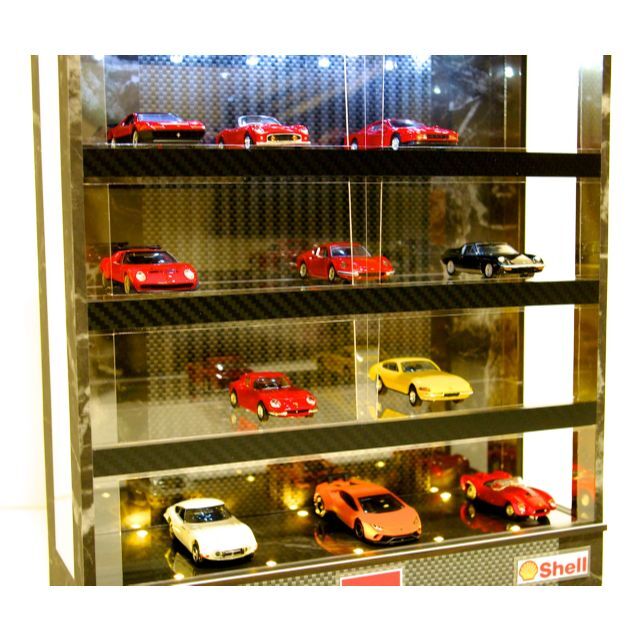 1/64展示28台可・C&M・4層式ディスプレーBOX / LED20灯ジオラマ 【送料
