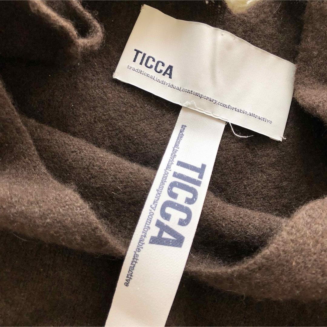 【美品】TICCA ティッカ 両Vネックニット ウール100% ブラウン 茶色