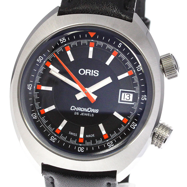 オリス ORIS 01 733 7737 4053-07 5 19 43 クロノリス デイト 自動巻き メンズ 良品 箱・保証書付き_748305