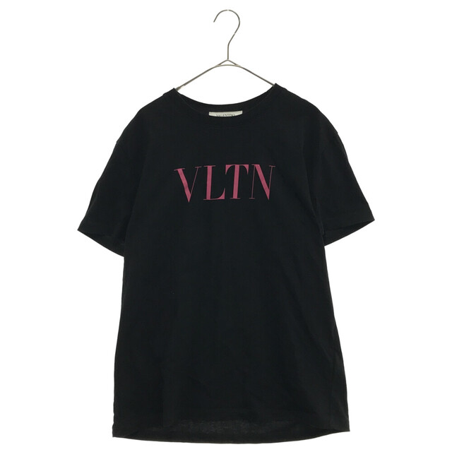 46センチ袖丈VALENTINO ヴァレンチノ フロントロゴプリントTシャツ 半袖 カットソー ブラック TB3MG07D3V6