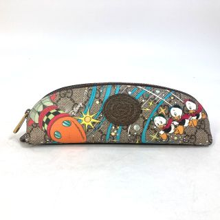 グッチ(Gucci)のグッチ GUCCI ドナルドダック GG 662129 ディズニーコラボ DISNEY 筆箱 ポーチ GGスプリーム ペンケース PVC ベージュ(ペンケース/筆箱)