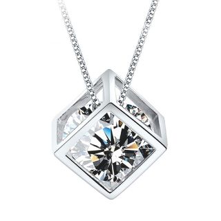 レディース スタッド ネックレス 正方形 2ct 最高級ジルコニア 2カラット(ネックレス)