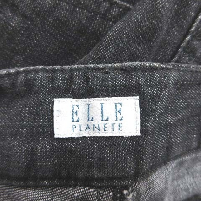 ELLE PLANETE(エルプラネット)のエルプラネット パンツ デニム フリンジ アンクル丈 36 黒 ブラック レディースのパンツ(デニム/ジーンズ)の商品写真