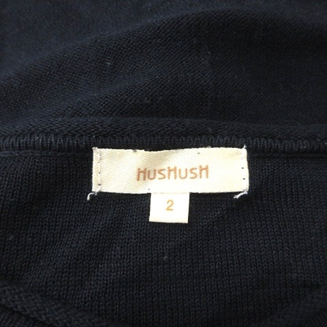 HusHush(ハッシュアッシュ)のハッシュアッシュ チュニック ニット Vネック ライン 九分袖 2 紺 ■MO レディースのトップス(チュニック)の商品写真