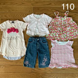 110 女の子夏服 5着まとめ売り 半袖(Tシャツ/カットソー)