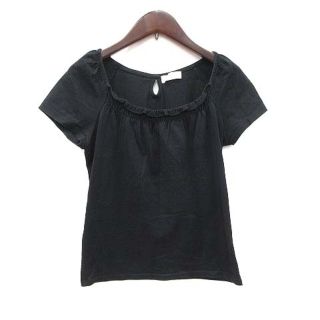 エニィスィス(anySiS)のエニィスィス Tシャツ カットソー 半袖 ボートネック シャーリング 2 黒(カットソー(半袖/袖なし))