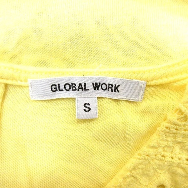 GLOBAL WORK(グローバルワーク)のグローバルワーク ニットカットソー ボートネック 切替 レース S 黄色 ■MO レディースのトップス(ニット/セーター)の商品写真