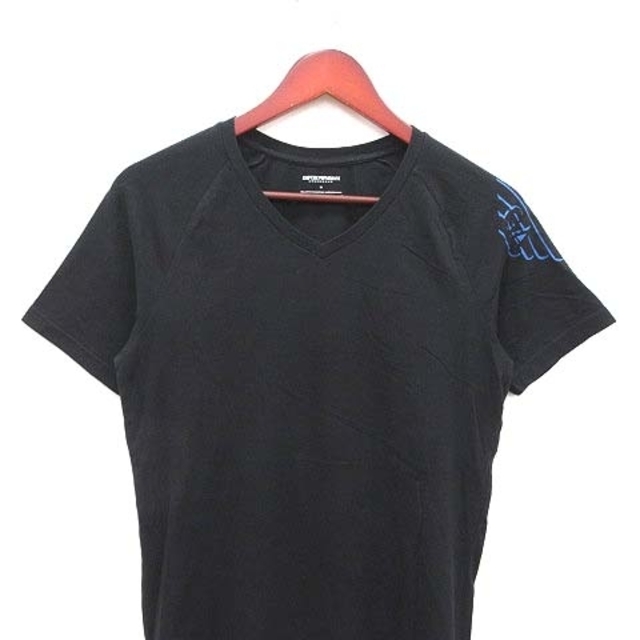 Emporio Armani(エンポリオアルマーニ)のエンポリオアルマーニ Tシャツ 半袖 Vネック ロゴプリント M 黒 ■MO メンズのトップス(Tシャツ/カットソー(半袖/袖なし))の商品写真