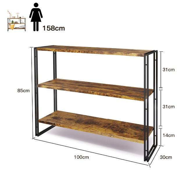 【色: ブラウン】棚 ラック おしゃれ 北欧 木製 オープンシェルフ 幅100c