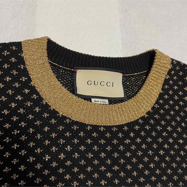 グッチ ロゴ ニット ブラック×ゴールド ユニセックス 美品 | www