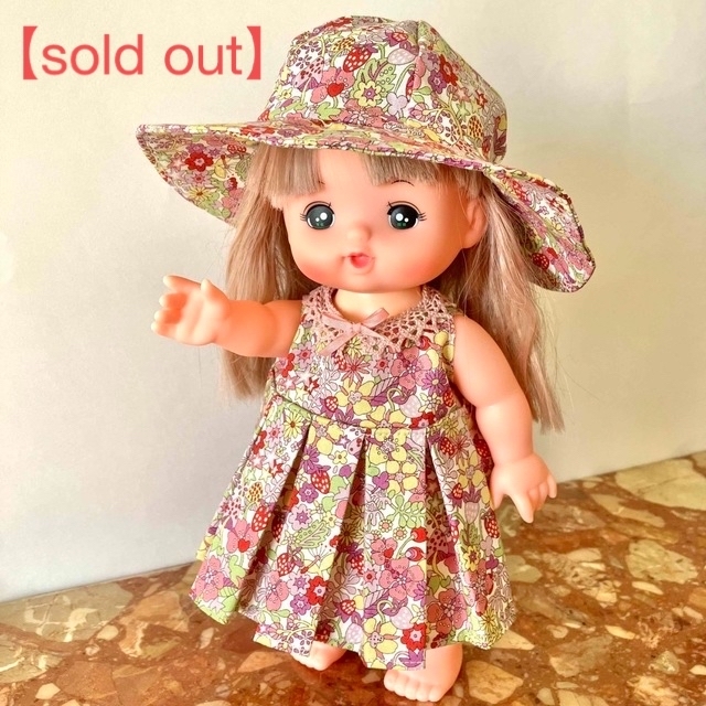 ぼうし【sold out】【リバティ】メルちゃん　ワンピースと帽子のセット