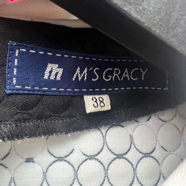 美品】M'S GRACY 花柄白襟ワンピース ブラック 半袖 38 リボン | www