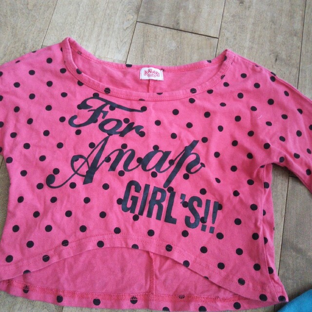 ANAP Kids(アナップキッズ)のANAP ２枚セット レイヤード タンク 七分丈Tシャツ 120 キッズ/ベビー/マタニティのキッズ服女の子用(90cm~)(Tシャツ/カットソー)の商品写真