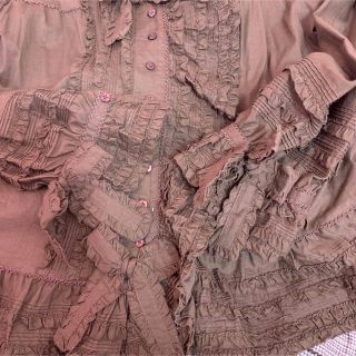 雛菊刺繍チェックロングワンピース&フリルリボン沢山ブラウス