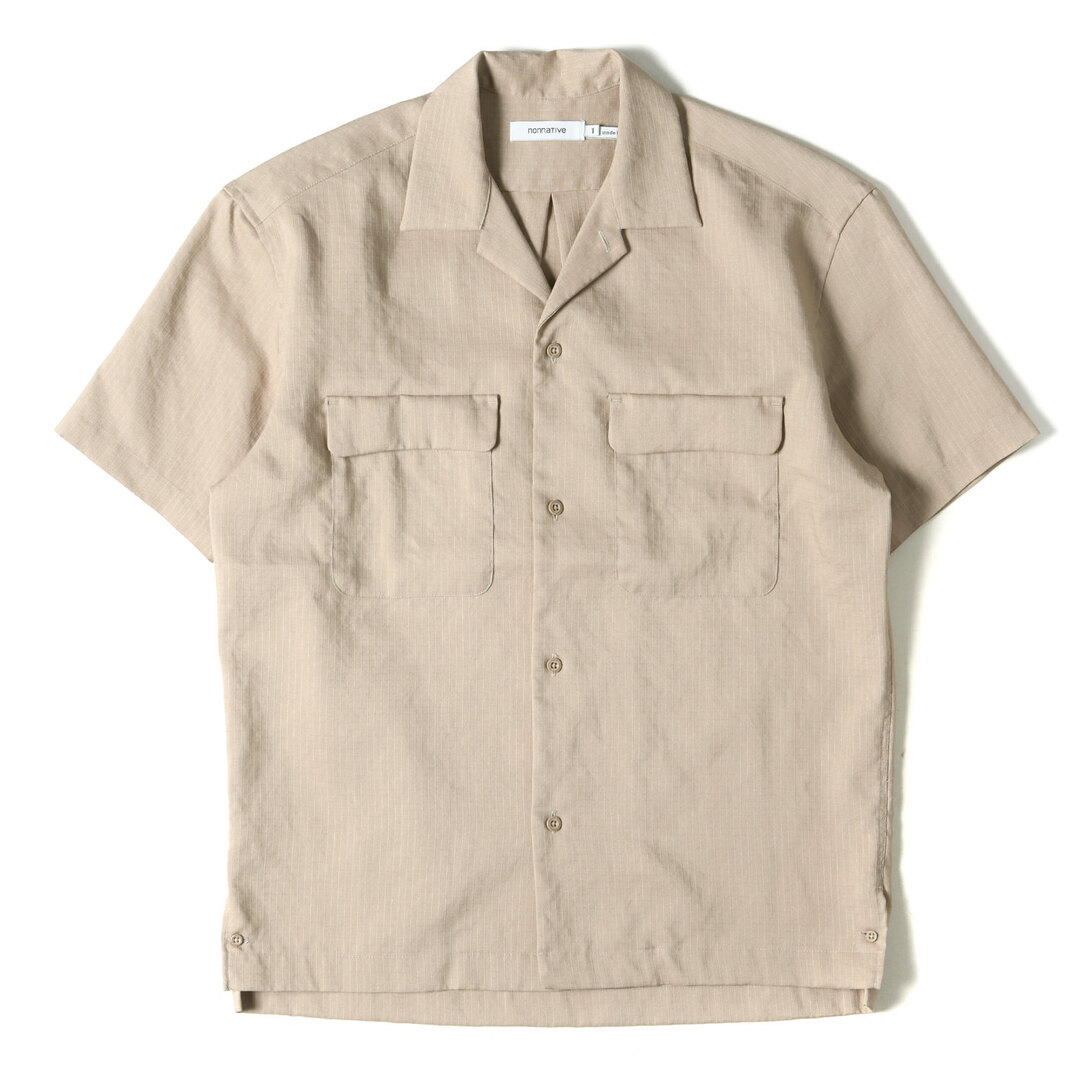 NONNATIVE ノンネイティブ シャツ リップストップ オープンカラー 半袖シャツ BOWLER S/S SHIRT P/R RIPSTOP / NN-S3917 21SS ベージュ 1 トップス カジュアルシャツ【メンズ】【美品】