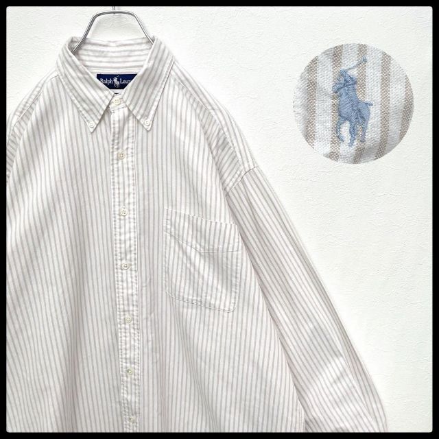 早い者勝ち! ポロラルフローレン 90s BIG OXFORD ストライプシャツ