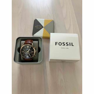 フォッシル(FOSSIL)のFOSSIL 腕時計 シンプル 丸型 ブラウンレザー ゴールド(腕時計(アナログ))