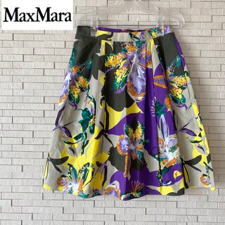 マックスマーラ(Max Mara)のMax Mara  マックスマーラ　フラワープリントフレアスカート　ひざ丈　花柄(ひざ丈スカート)