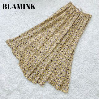 ブラミンク(BLAMINK)の極美品✨ブラミンク フラワースカート 花柄 アシンメトリー シルク100% 36(ロングスカート)