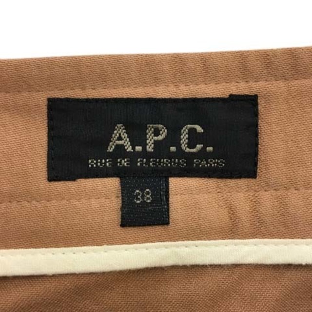 A.P.C(アーペーセー)のアーペーセー スカート 台形 ボックスプリーツ 膝丈 無地 38 ピンク 茶 レディースのスカート(ひざ丈スカート)の商品写真