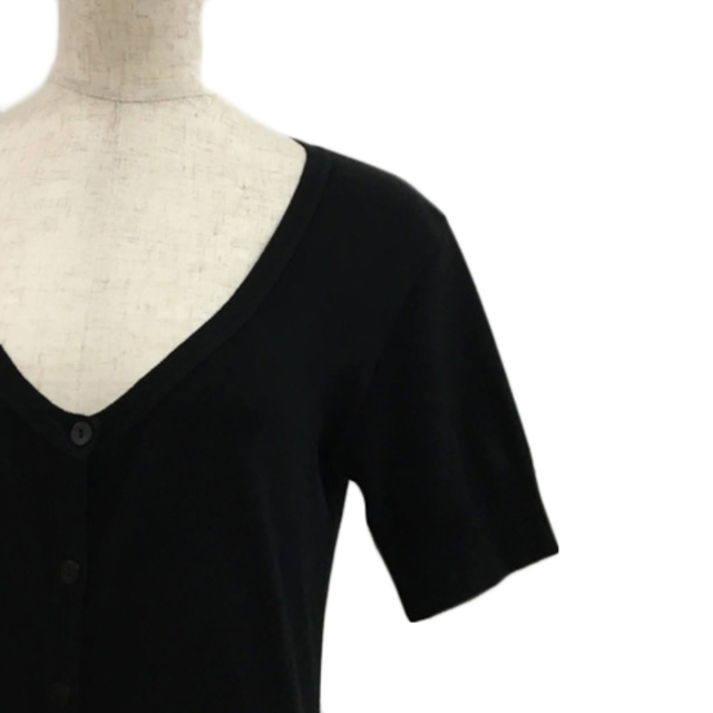 agnes b.(アニエスベー)のアニエスベー カーディガン Vネック 無地 リブ 半袖 2 黒 ブラック レディースのトップス(カーディガン)の商品写真