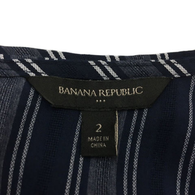 Banana Republic(バナナリパブリック)のバナナリパブリック ワンピース ミニ ストライプ 半袖 2 紺 グレー レディースのワンピース(ミニワンピース)の商品写真