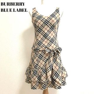 バーバリーブルーレーベル(BURBERRY BLUE LABEL)の極美品✨バーバリーブルーレーベル ワンピース ノバチェック ベージュ 38(ひざ丈ワンピース)