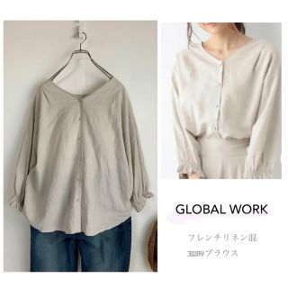 グローバルワーク(GLOBAL WORK)のGLOBAL WORK グローバルワーク フレンチリネン混ブラウス 3Way(シャツ/ブラウス(長袖/七分))