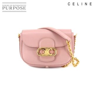 セリーヌ(celine)の新品同様 セリーヌ CELINE マイヨン トリオンフ スモール チェーン ショルダー レザー ピンク ゴールド 金具 VLP 90187242(ショルダーバッグ)