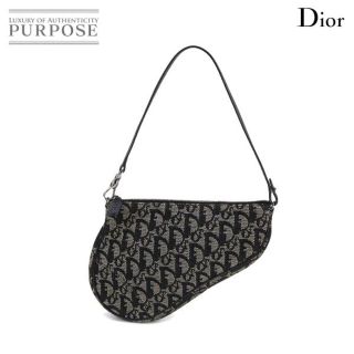 クリスチャンディオール(Christian Dior)のクリスチャン ディオール Christian Dior トロッター サドルバッグ ショルダー バッグ ポーチ キャンバス レザー ネイビー VLP 90189328(ハンドバッグ)