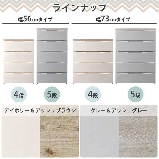 アイリスオーヤマ デザイン チェスト 5段 日本製 木天板 幅56×奥行42×高